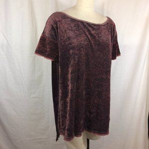 Free People We the Free Doran Top Size L Sangria Dark Red Velvet